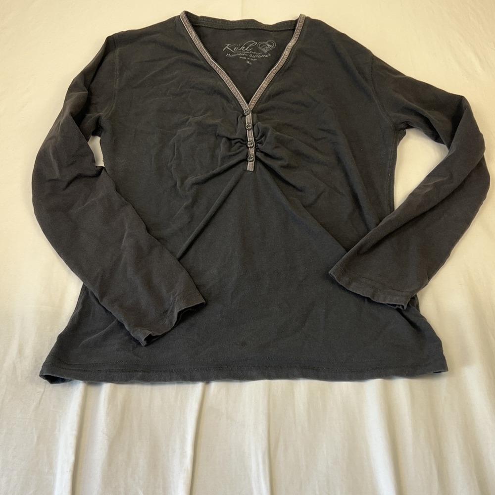 Kuhl Longsleeve Women's Shirt Dark Grey Button Long Sleeve Size XL